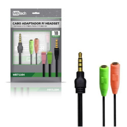 CABO DE ÁUDIO ADAPTADOR P/ HEADSET 2 P2 F X P2 M – 18 CM