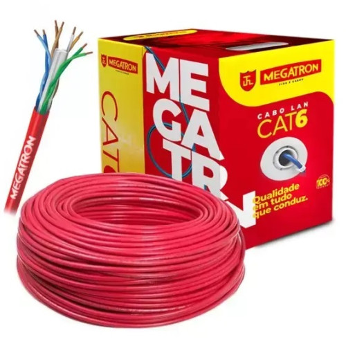 CABO DE REDE 4P CAT6 100% COBRE VERMELHO