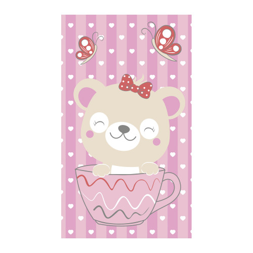 TOALHA KIDS EST 70CMX1,20M URSA ROSA - INCOMFRAL