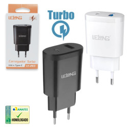 CARREGADOR DE CELULAR LELONG FONTE TURBO USB-C/USB 5.1A LE-283