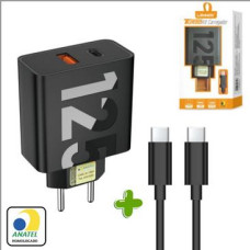 CARREGADOR DE CELULAR LEHMOX TIPO-C TURBO 125W USC+USB-C
