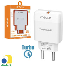 CARREGADOR DE CELULAR A'GOLD FONTE TURBO USB 30W CA15-4