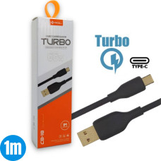 CABO DE DADOS USB TIPO-C TURBO 1M 66W (6A) PRETO