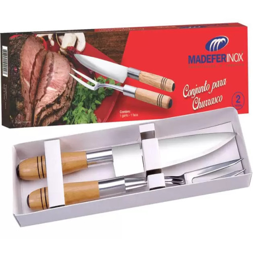 CONJUNTO CHURRASCO 2 PCS FACA/GARFO