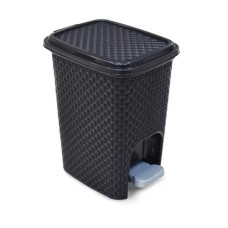LIXEIRA C/ PEDAL RATTAN 7L PRETO