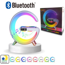 CAIXA DE SOM BLUETOOTH LUMINARIA G RGB COM CARREGADOR INDUCAO E RELOGIO