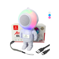 CAIXA DE SOM BLUETOOTH 18CM ASTRONAUTA, USB, TF, LED